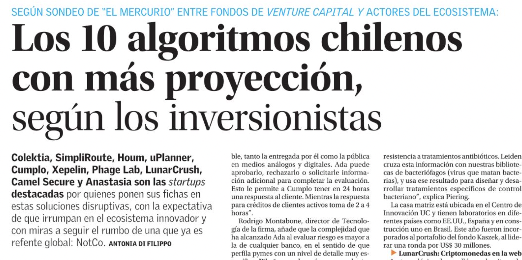 Los 10 algoritmos chilenos con más proyección, según los inversionistas